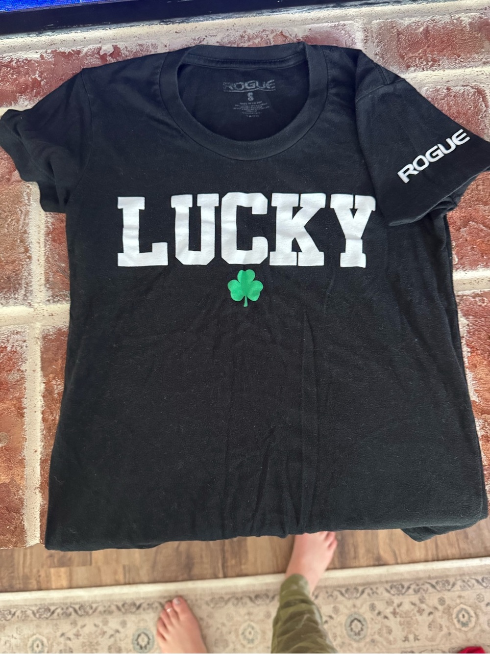 Rogue' Black Tee with Green Clover